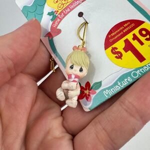 Precious Moments Blonde Baby Girl Christmas Ornament Vintage Miniature 1996